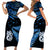 Matching Outfits For Couples Maori Short Sleeve Body Long Dress and Hawaiian Shirt Matariki Stars Manaia with Paua Shell - Blue LT9 - Polynesian Pride