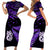 Matching Outfits For Couples Maori Short Sleeve Body Long Dress and Hawaiian Shirt Matariki Stars Manaia with Paua Shell - Purple LT9 - Polynesian Pride