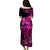 Matching Outfit For Couples Hawaii Monk Seal Puletasi Dress and Hawaiian Shirt Polynesian Kakau With Kanaka Pink LT14 - Polynesian Pride