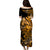 Matching Outfit For Couples Hawaii Monk Seal Puletasi Dress and Hawaiian Shirt Polynesian Kakau With Kanaka Gold LT14 - Polynesian Pride