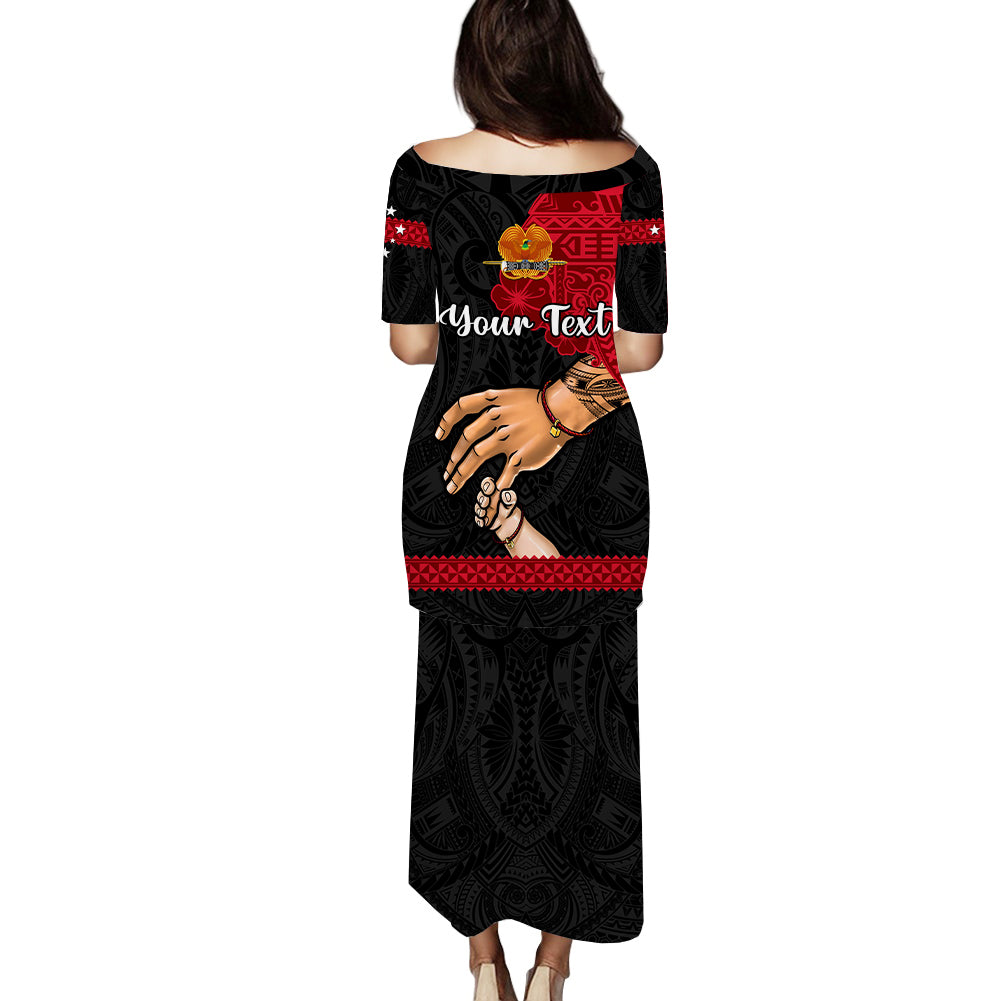 Personalised Father Day Papua New Guinea Puletasi Dress PNG I Love You Dad Black Version LT14 - Polynesian Pride