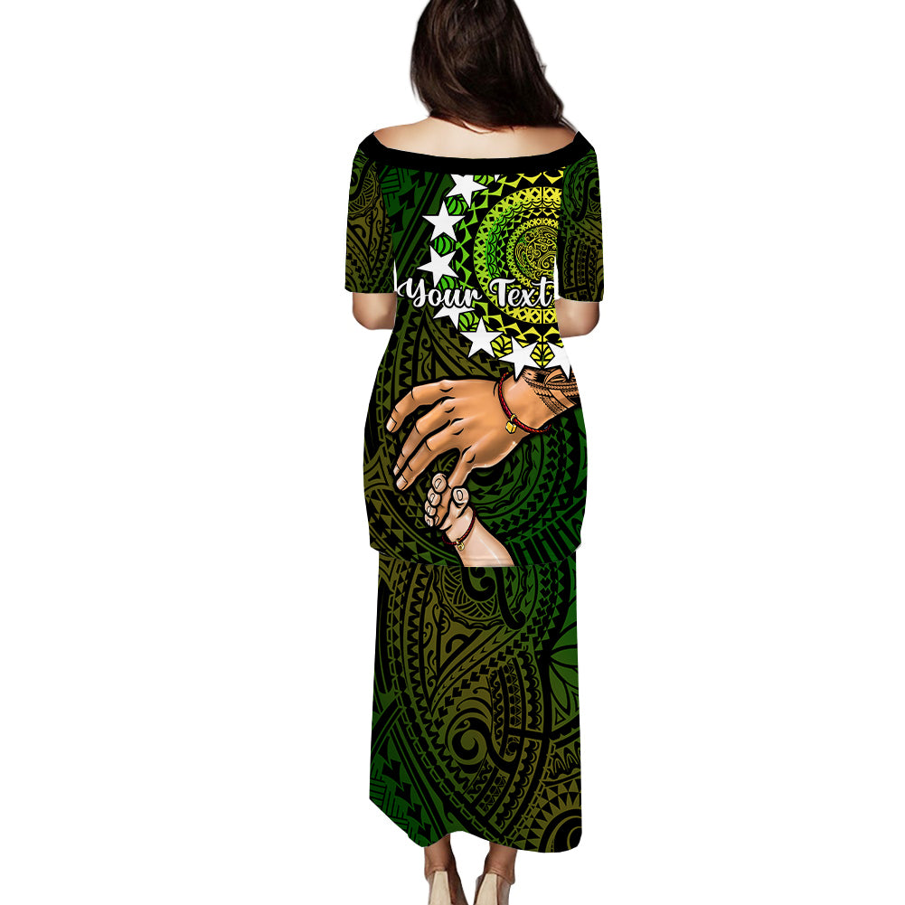 Personalised Father Day Cook Islands Puletasi Dress I Love You Dad Kuki Airani Turtle Pattern LT14 - Polynesian Pride