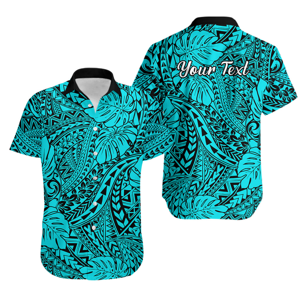 Personalised Hawaii Matching Couple Outfits For Vacation Puletasi Dress and Hawaiian Shirt Turquoise Polynesian Tribal Art LT14 - Polynesian Pride