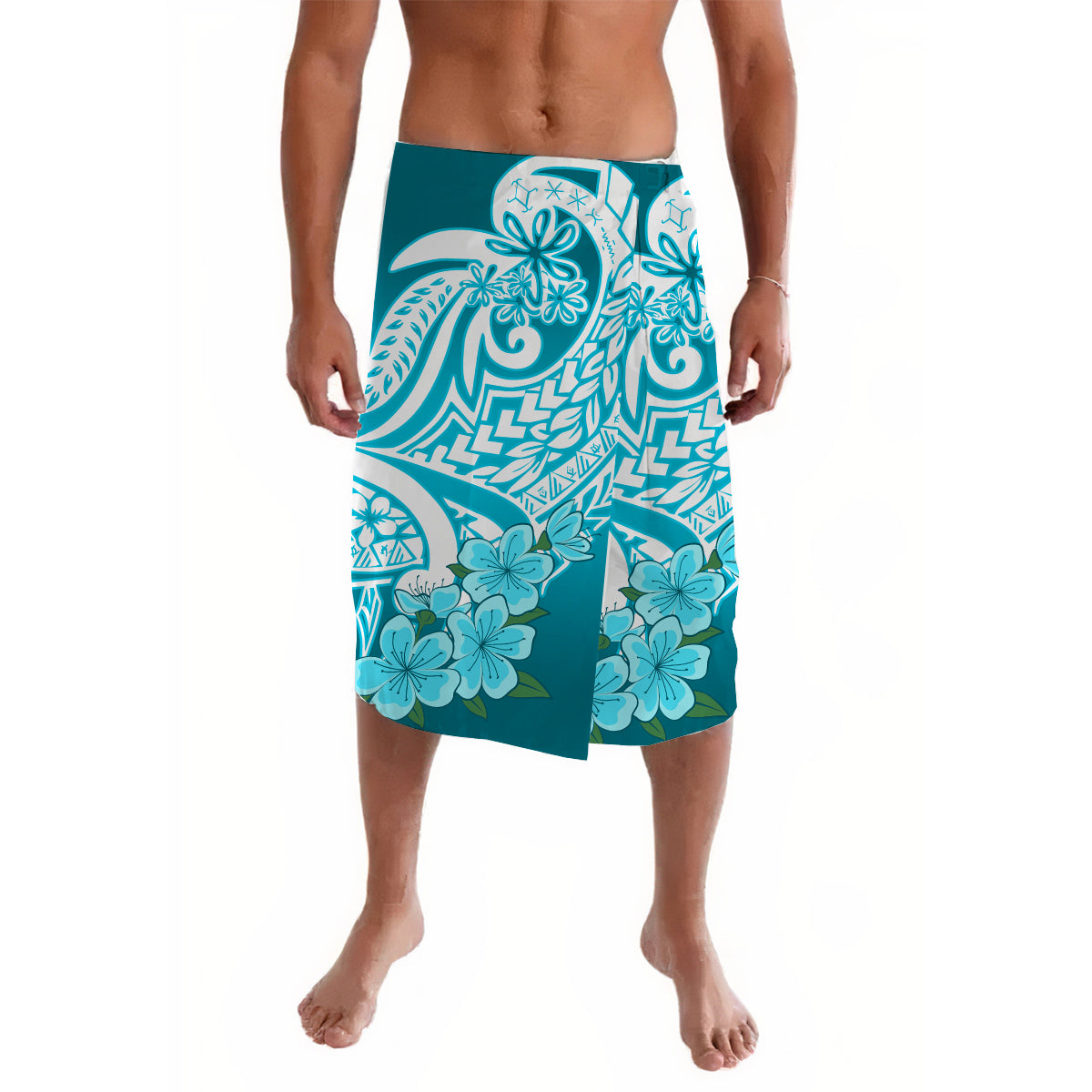 Polynesian Floral Tribal Lavalava Teal LT9 - Polynesian Pride