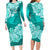 Polynesian Matching Outfit For Couples Floral Tribal Turqouise Style Bodycon Dress And Hawaii Shirt LT9 - Polynesian Pride