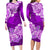 Polynesian Matching Outfit For Couples Floral Tribal Purple Style Bodycon Dress And Hawaii Shirt LT9 - Polynesian Pride