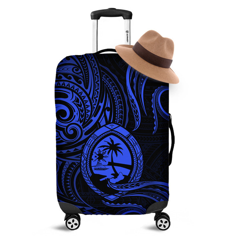 Polynesian Pride Guam With Polynesian Tribal Tattoo and Coat of Arms Luggage Cover Blue Version LT9 Blue - Polynesian Pride