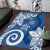 Polynesia Area Rug Blue Tribal Turtle Floral Pattern LT05