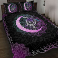 Hawaii Turtle Mandala Quilt Bed Set - Galaxy Purple - AH