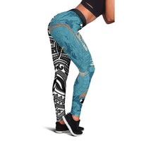 Polynesia Dragon Tattoo Leggings - Tribal Fire Pattern LT05 Teal - Polynesian Pride