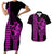 Polynesian Couples Matching Outfits Combo Bodycon Dress And Hawaii Shirt Hawaiian Warrior and Aloha Girl With Hammerhead Shark Tattoos Purple LT6 - Polynesian Pride