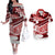 Polynesian Tribal Couples Matching Outfits Combo Long Sleeve Dress And Hawaiian Shirt Red LT6 Red - Polynesian Pride