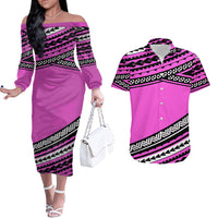 Polynesian Couples Matching Outfits Combo Long Sleeve Dress Simple Pink LT6 Pink - Polynesian Pride