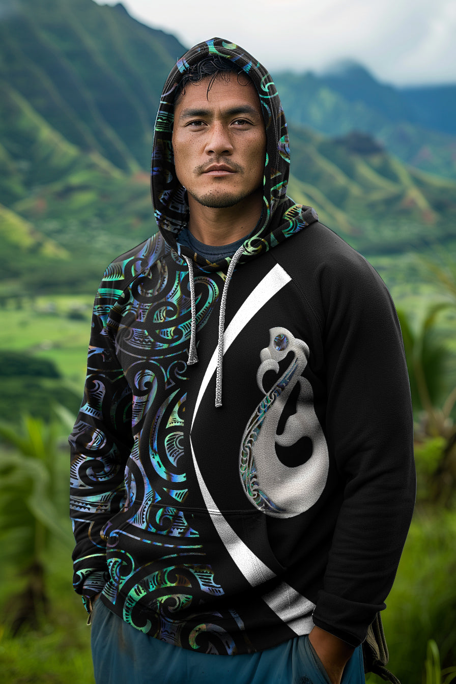 Maori Manaia Paua Shell Hoodie Customized Circle Style