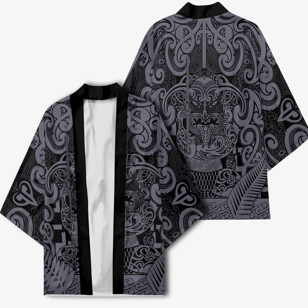 New Zealand Taiaha Maori Kimono LT9 Unisex Black - Polynesian Pride