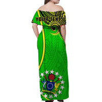 Personalised Cook Islands Matching Hawaiian Shirt and Dress June 15 Mangaia Gospel Day Green LT14 - Polynesian Pride