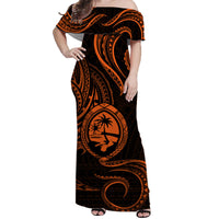 Polynesian Matching Dress and Hawaiian Shirt Guam Coat of Arms with Polynesian Tribal Tattoo Orange Version LT9 - Polynesian Pride