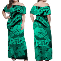 Matching Hawaiian Outfits For Couples Polyneisian Happy Father Day Dress and Hawaiian Shirt I Love You Dad Tribal Green LT9 - Polynesian Pride