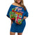 Fiji Islands Off Shoulder Short Dress Tropical Flowers and Tapa Pattern LT9 - Polynesian Pride