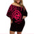 Polynesian Pride Guam With Polynesian Tribal Tattoo and Coat of Arms Off Shoulder Short Dress Pink Version LT9 - Polynesian Pride