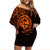 Polynesian Pride Guam With Polynesian Tribal Tattoo and Coat of Arms Off Shoulder Short Dress Orange Version LT9 - Polynesian Pride