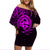 Polynesian Pride Guam With Polynesian Tribal Tattoo and Coat of Arms Off Shoulder Short Dress Purple Version LT9 - Polynesian Pride