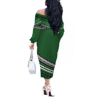 Polynesian Couples Matching Outfits Combo Long Sleeve Dress Simple Green LT6 - Polynesian Pride