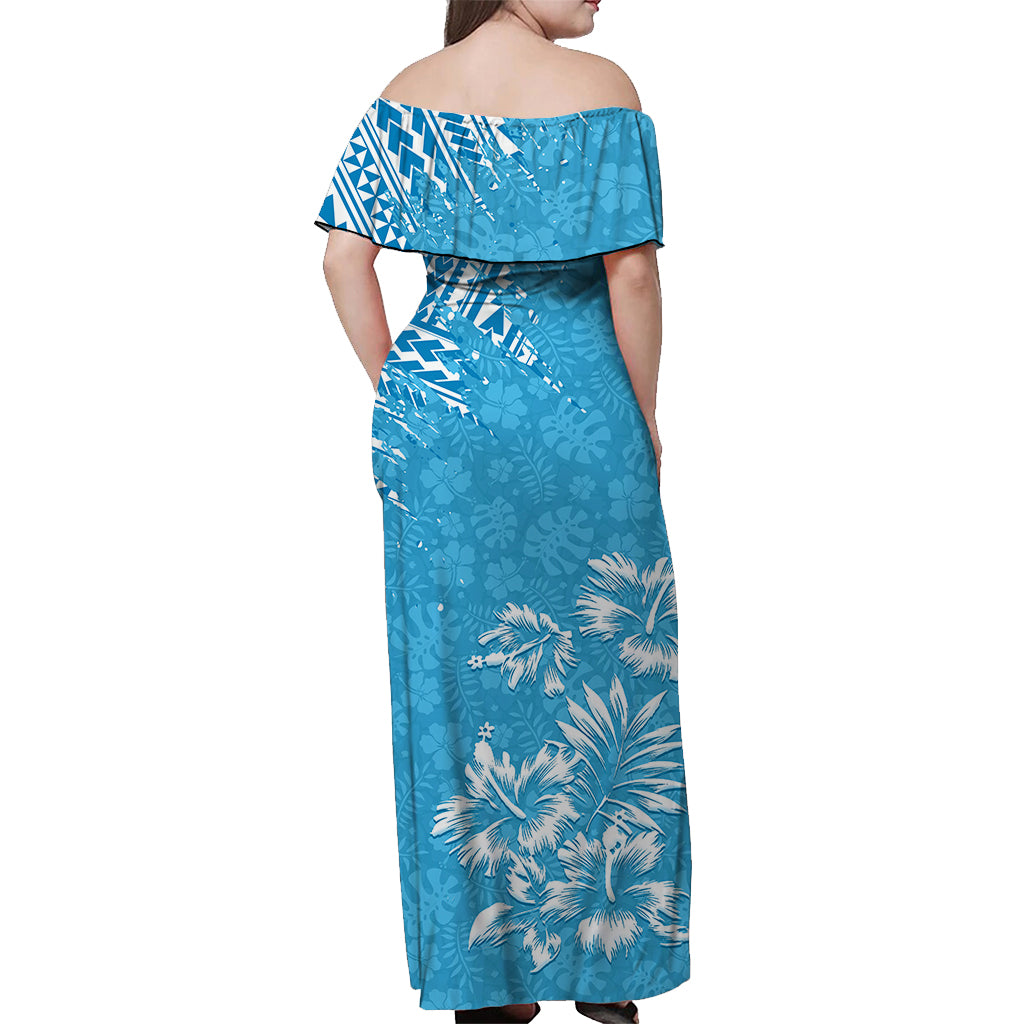 Hawaii Summer Matching Dress and Hawaiian Shirt Mix Polynesian Light Blue LT6 - Polynesian Pride