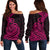 Polynesian Tribal Tattoo Off Shoulder Sweater Pink LT9