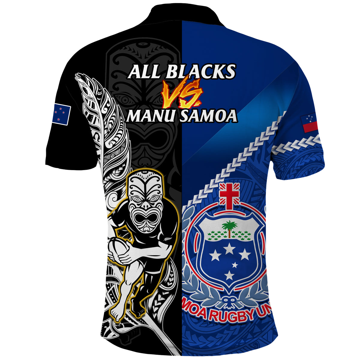 New Zealand And Samoa Rugby Polo Shirt 2023 World Cup Maori Fern All Black Manu Samoa Together LT14 - Polynesian Pride