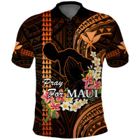 Hawaii Polo Shirt Pray For Maui Hawaiian Plumeria Pattern Gold Version LT14 Gold - Polynesian Pride