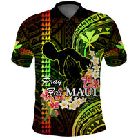 Hawaii Polo Shirt Pray For Maui Hawaiian Plumeria Pattern Reggae Version LT14 Reggae - Polynesian Pride