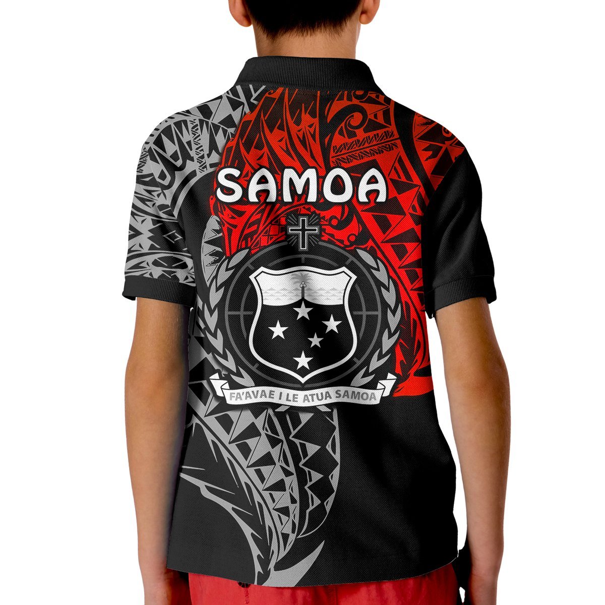 Siva Samoa Polo Shirt KID Samoan Dance Mix Red Polynesian LT13 - Polynesian Pride