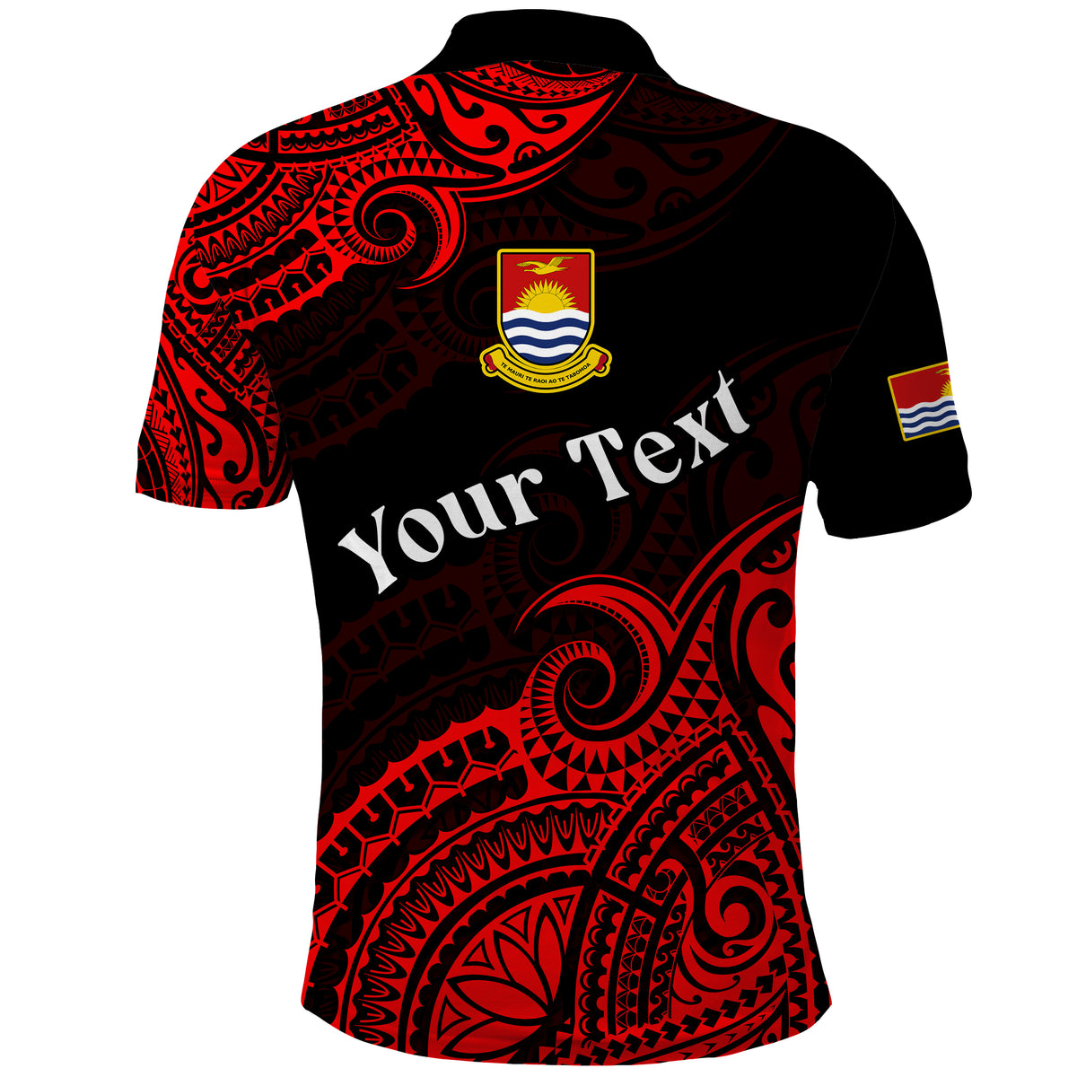 Custom Ribaberiki Kiribati Coat Of Arms Mix Red Polynesian Polo Shirt LT14 - Polynesian Pride