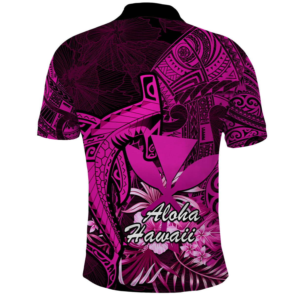 Hawaii Islands Polo Shirt Maui Map Hawaiian Shark With Tropical Flowers LT14 - Polynesian Pride