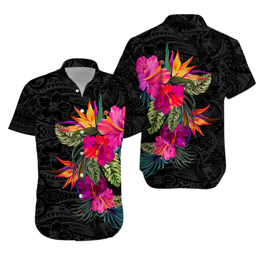 Polynesia Hibiscus Polynesian Tribal Hawaiian Shirt - LT8 Unisex Black - Polynesian Pride