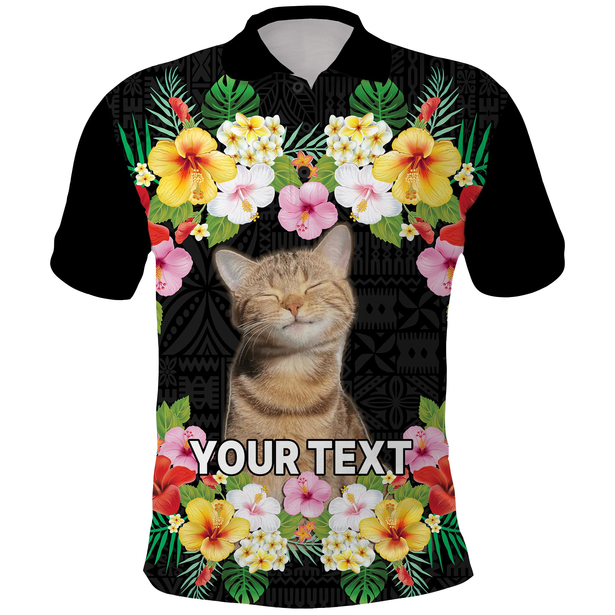 Custom Photo Polynesian Funny Dog Polo Shirt Tropical Flower CTM09 - Polynesian Pride