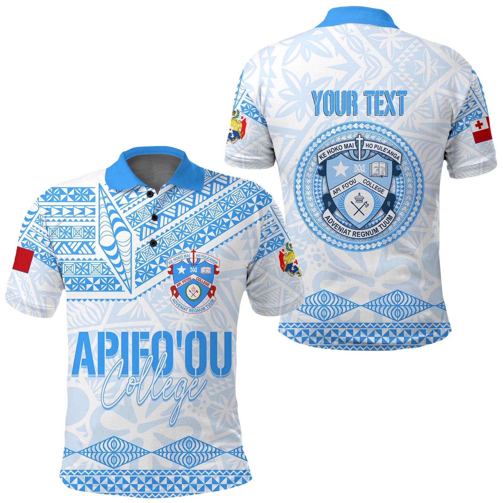 Custom Tonga Apifoou College Polo Shirt White LT7
