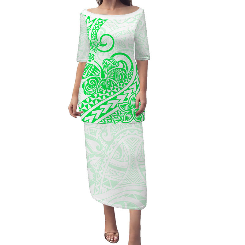 Polynesian Tribal Tattoo Retro Puletasi Dress Green Screen Color LT9 - Polynesian Pride