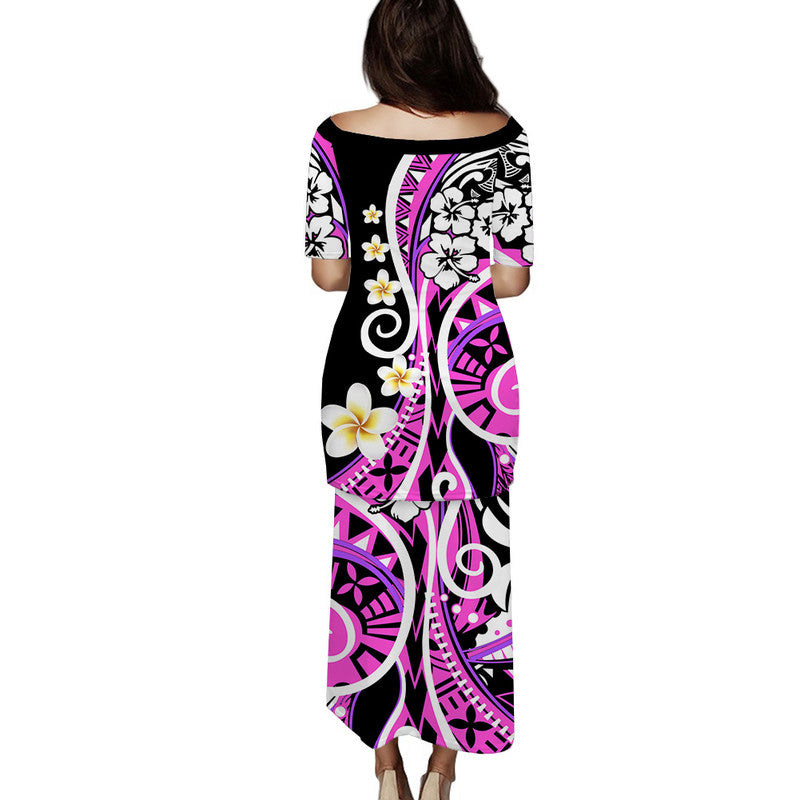 Plumeria Polynesian Puletasi Dress Trending Pink LT6 - Polynesian Pride