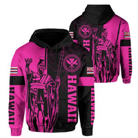 Polynesian Pride Hoodie Hawaii King Polynesian Hoodie Zip up Lawla Style Pink Pullover Hoodie - Polynesian Pride