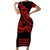 Kakau Hawaiian Polynesian Short Sleeve Body Long Dress Red LT6 Long Dress Red - Polynesian Pride