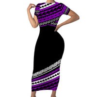 Polynesian Short Sleeve Body Long Dress Simple Purple No.1 LT6 Long Dress Purple - Polynesian Pride