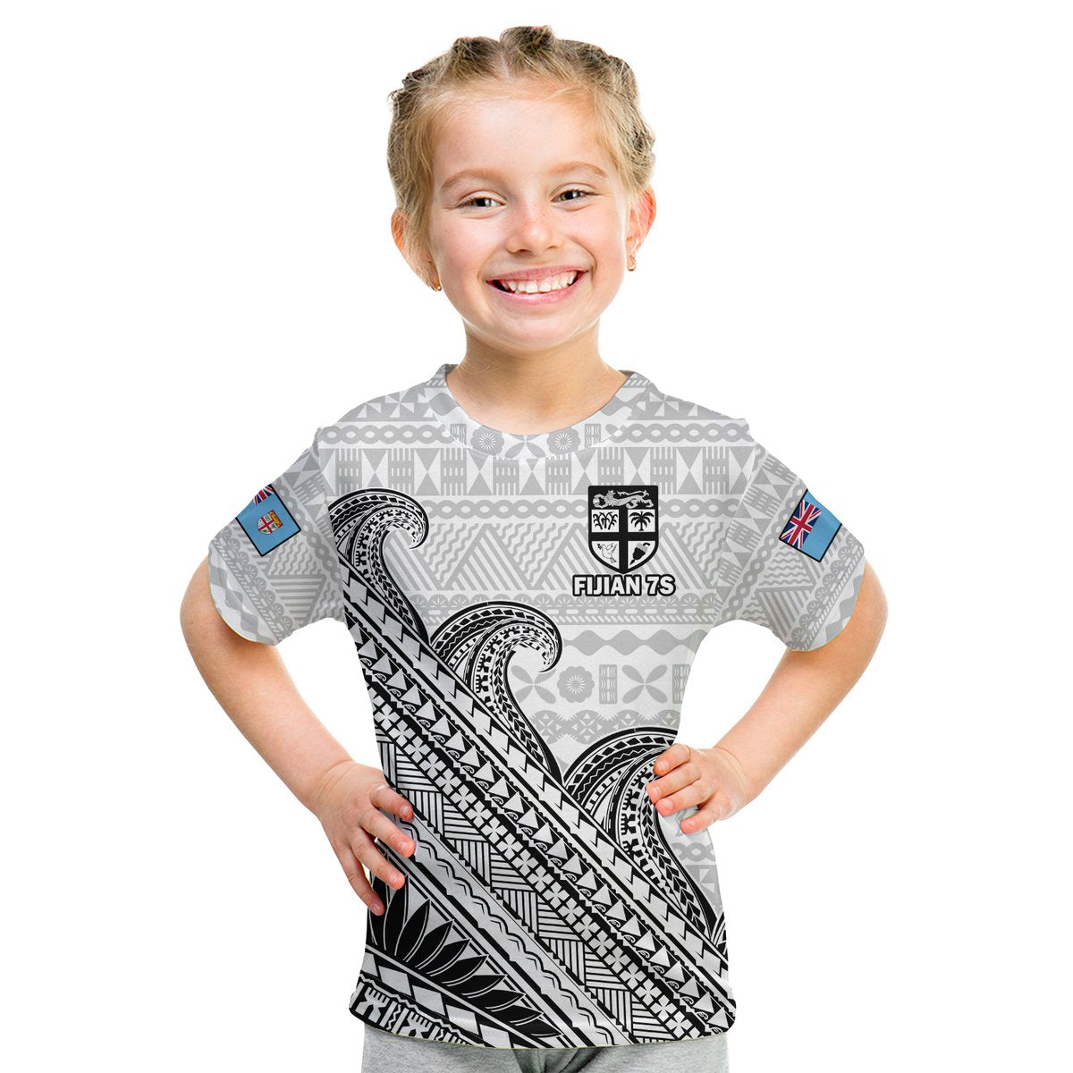 (Custom Text And Number) Fiji Sevens Rugby T Shirt KID Fijian 7s Tapa Polynesian Art LT14 Youth XL Size14 - Polynesian Pride