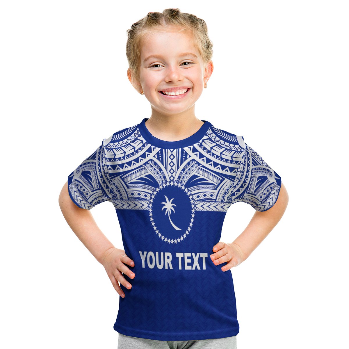 (Custom Personalised) Chuuk Flag T Shirt Kid Micronesia Style Blue LT13 Youth XL Size14 - Polynesian Pride