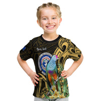 (Custom Personalised) Northern Mariana Islands T Shirt KID Mariana Fruit Dove Mix Frangipani Flowers Gold LT13 Youth XL Size14 - Polynesian Pride