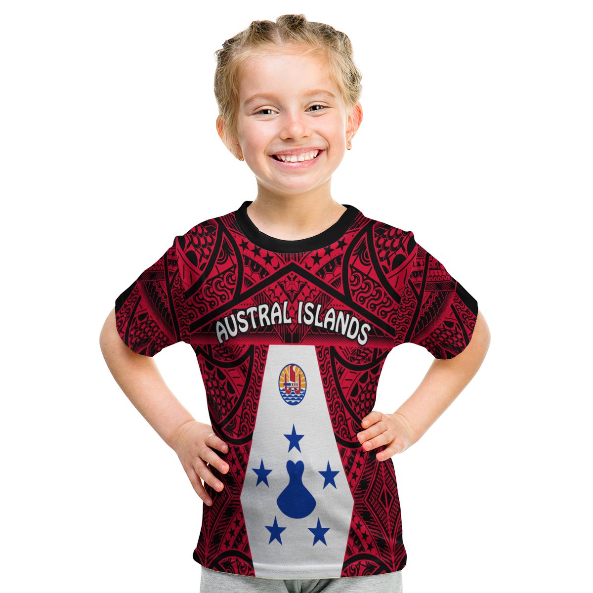 Austral Islands T Shirt Kid Polynesian Pattern French Polynesia LT13 Youth XL Size14 - Polynesian Pride