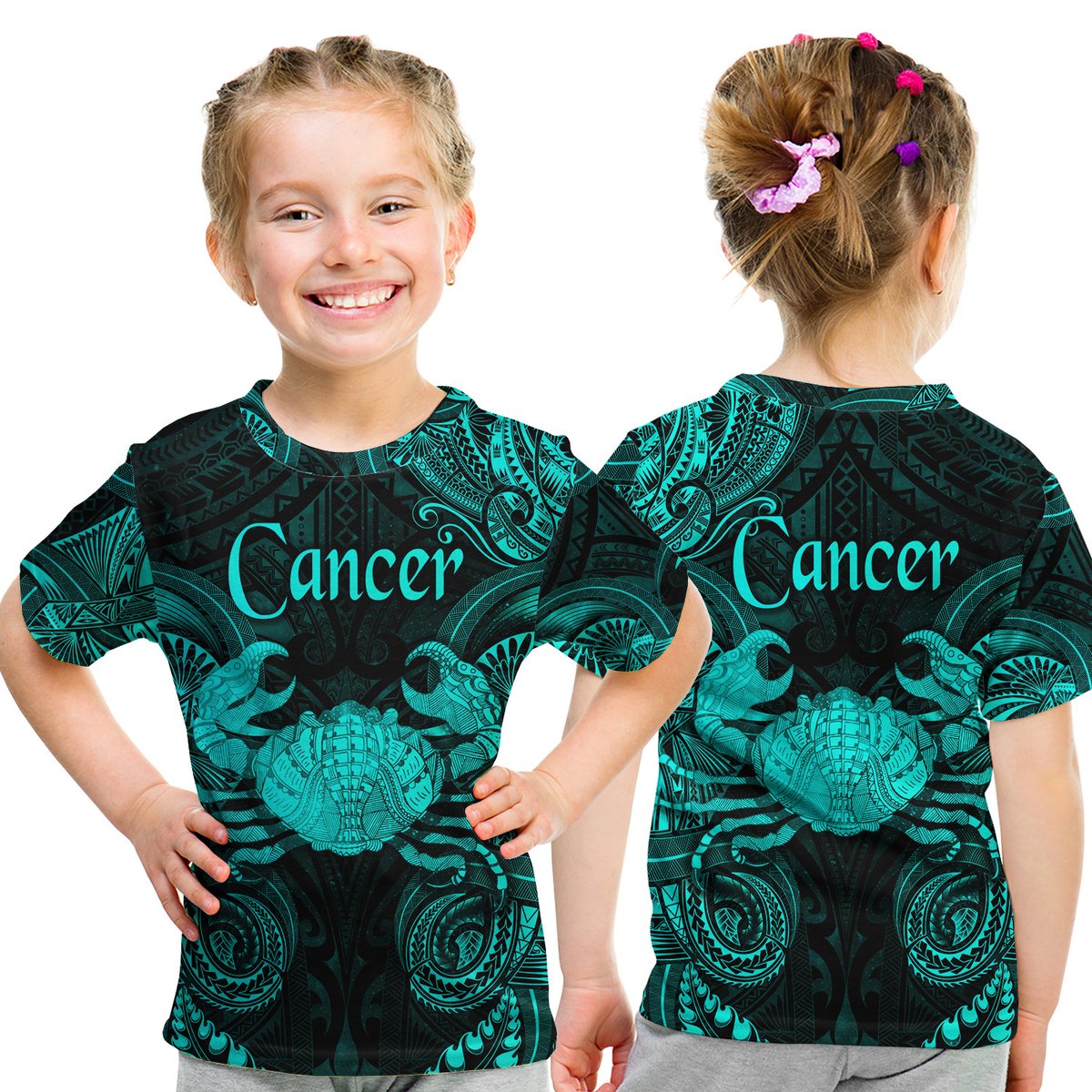 Cancer Zodiac Polynesian T Shirt Kid Unique Style - Turquoise LT8 Youth XL Size14 - Polynesian Pride