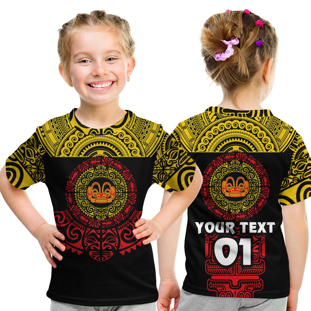 (Custom Personalised) Marquesas Islands T Shirt Kid Marquesan Tattoo Simplified Version - Yellow LT8 Youth XL Size14 - Polynesian Pride