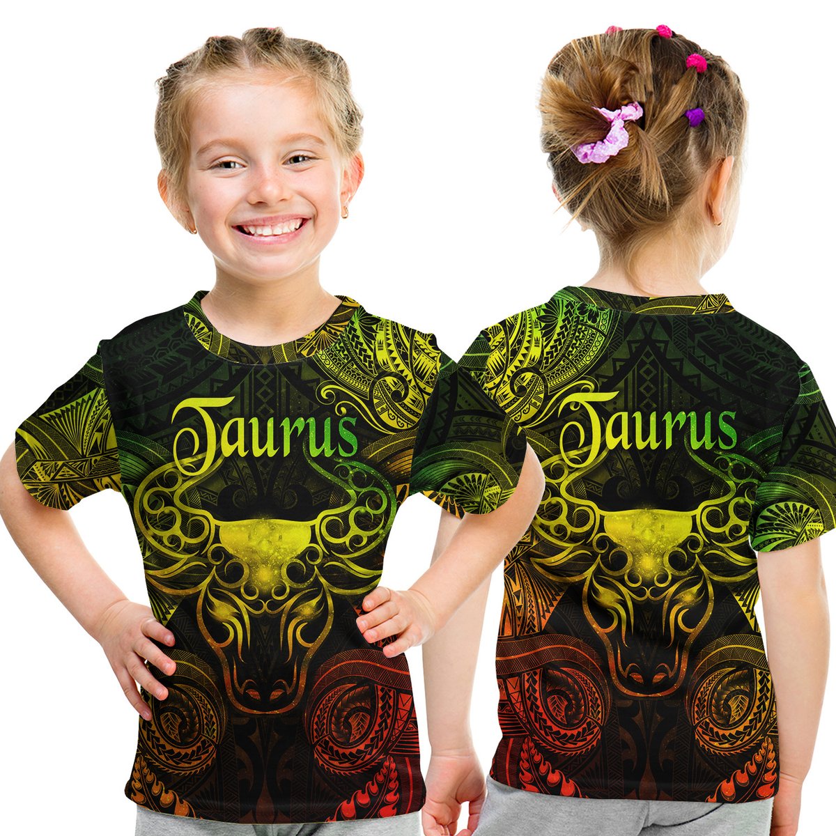 Taurus Zodiac Polynesian T Shirt Kid Unique Style - Reggae LT8 Youth XL Size14 - Polynesian Pride